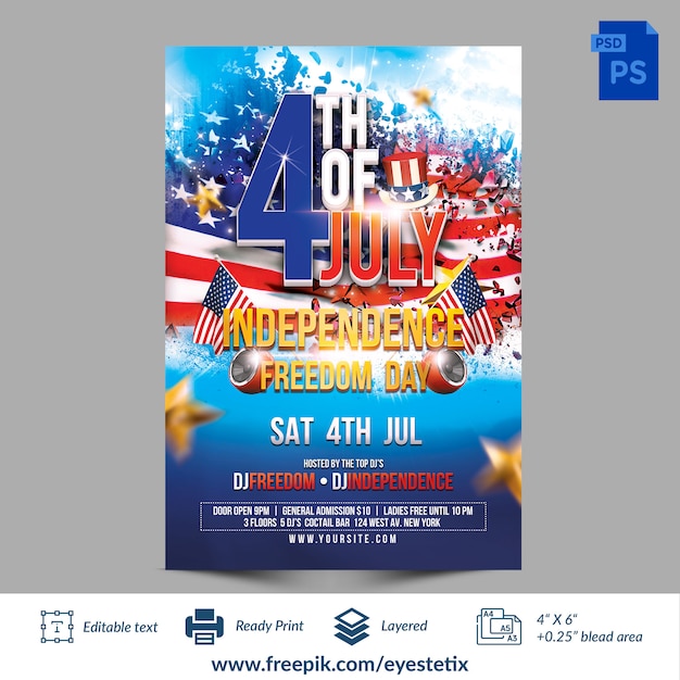 PSD 4 de julho independence freedom day template photoshop