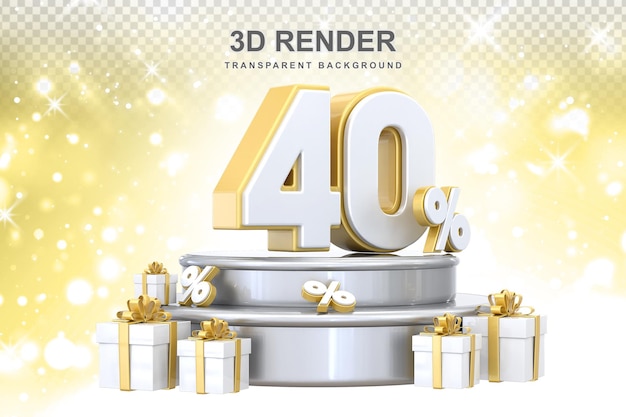 PSD 40% de promoção com presente 3d