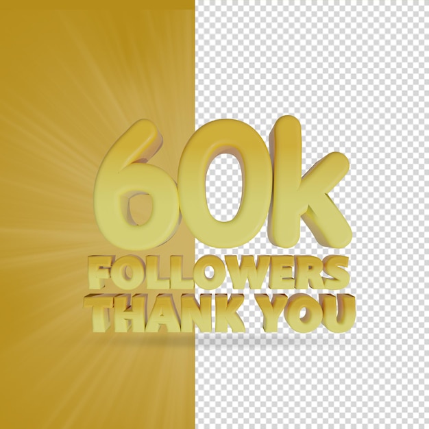 60k Follower 3D-Renderings isoliert