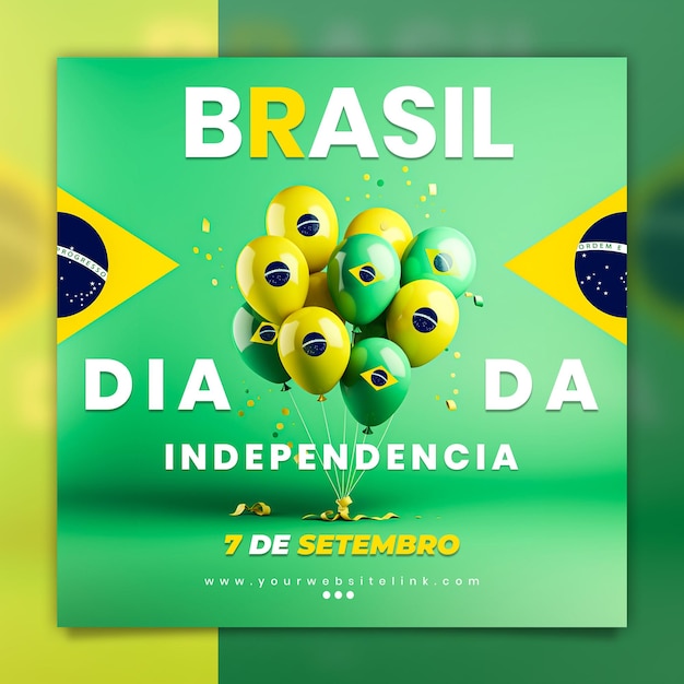 PSD 7 de setembro dia da independência do brasil modelo de postagem de mídia social