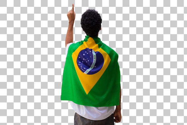 PSD 7. september brasilien unabhängigkeitstag schwarzer mann hält die brasilianische flagge isoliert