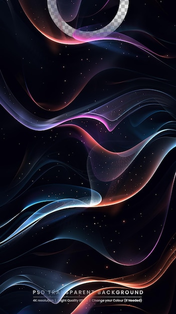 PSD abstract affascinante di swirling midnight waves colori neri onde eleganza eterea