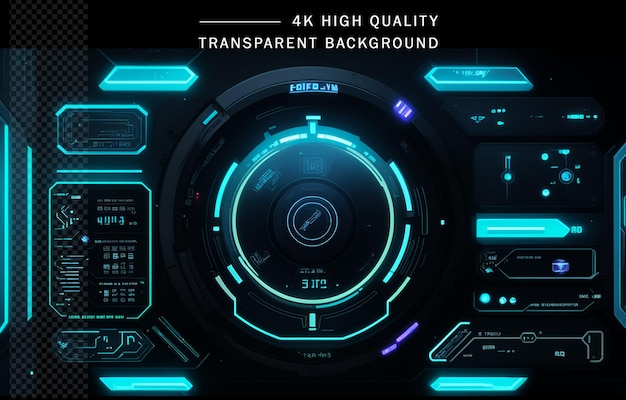 PSD abstrait technologie de cercle à effet bleu brillant sur fond transparent