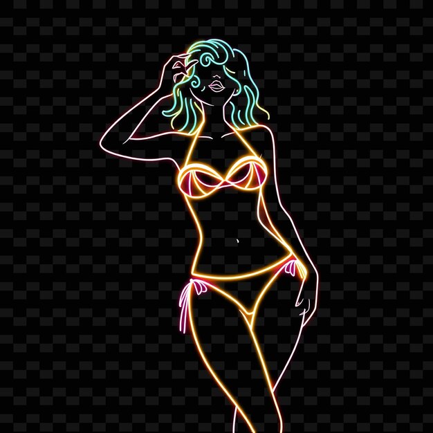 Des actifs artistiques numériques vibrants de néon mettant en vedette l'illustration PNG Neon People et le style Monoline