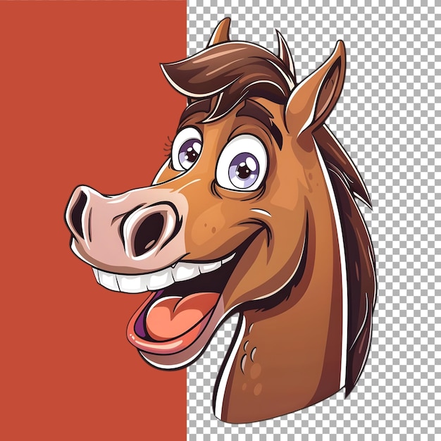 PSD adesivo de um cavalo sorridente bonito em um fundo transparente ai gerado