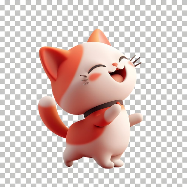 PSD un adorable personnage de chat en 3d isolé sur un fond transparent