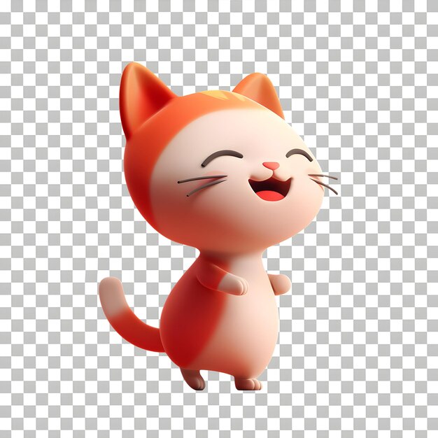 PSD un adorable personnage de chat en 3d isolé sur un fond transparent