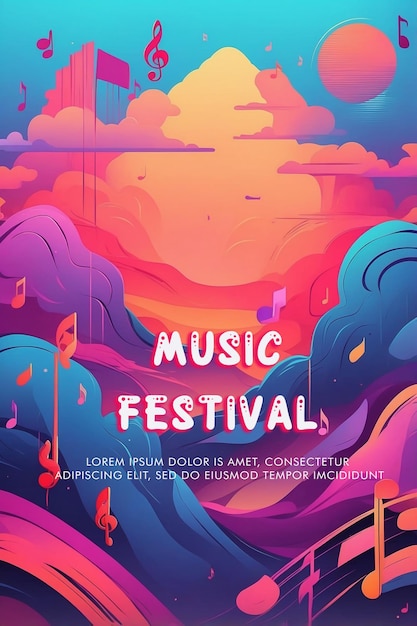 Affiche de festival de musique dessinée à la main