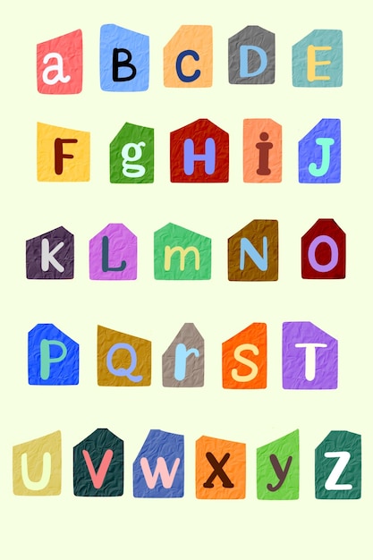 PSD un alphabet coloré avec les lettres az alphabet ludique lettre clipart lettre de rançon