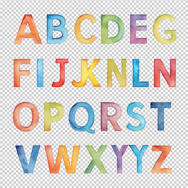 PSD alphabets anglais sur fond blanc