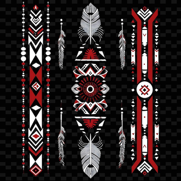 Américains autochtones avec des motifs géométriques Design frontière De PNG Des motifs stylisés uniques Designs