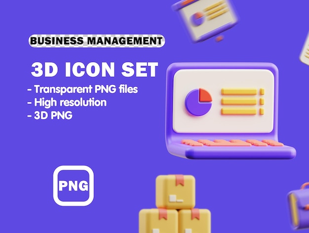 PSD análise 3d business management renderização de ícone 3d