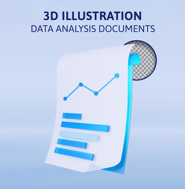 PSD análise de dados documentos 3d ilustração de renderização