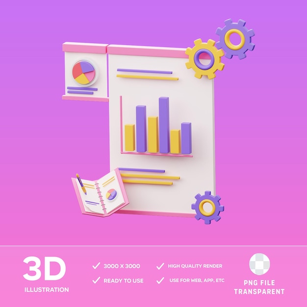 PSD análise estatística psd 3d ilustração