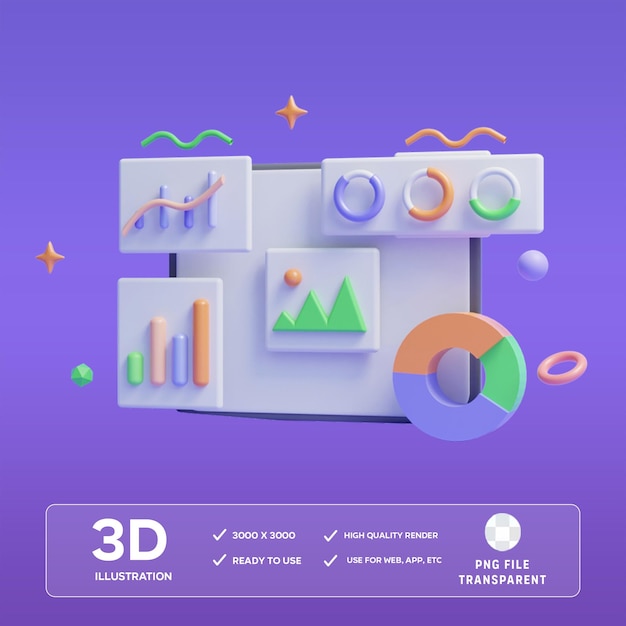 PSD análise seo psd ilustração 3d