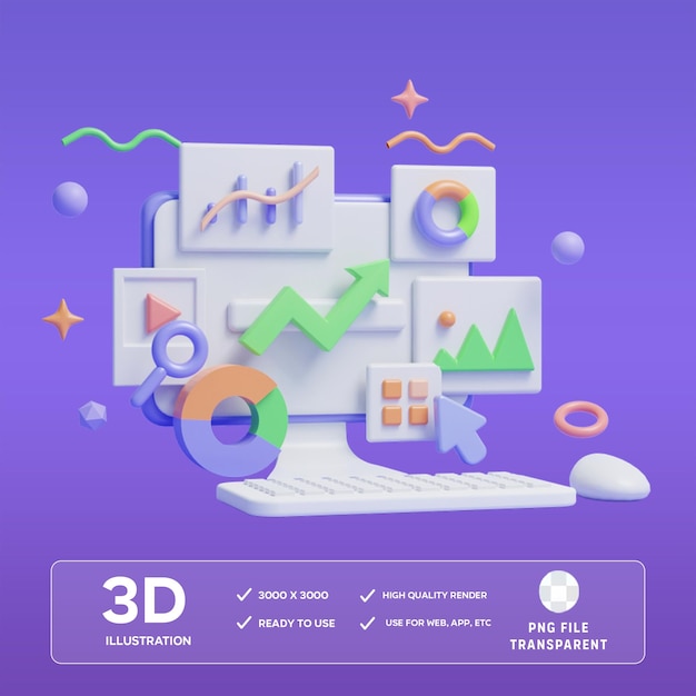 PSD análise seo psd ilustração 3d