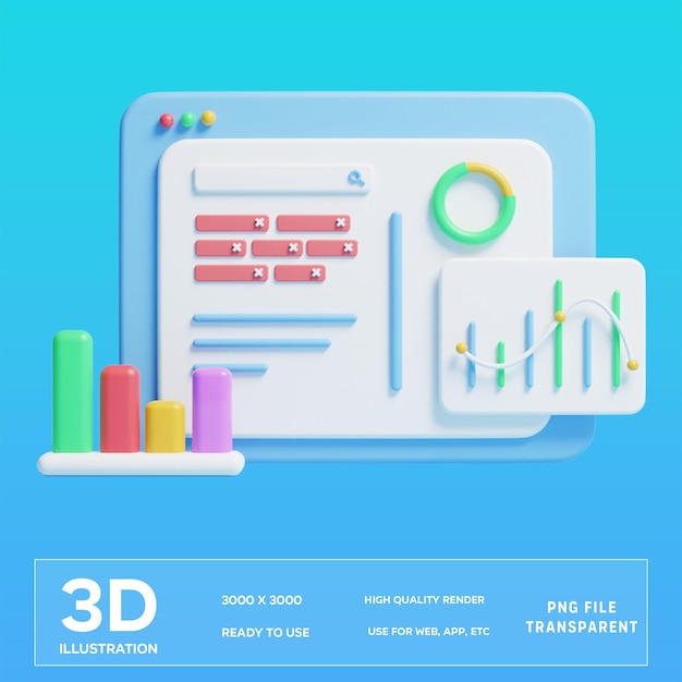 PSD analítica on-line de psd ilustração 3d