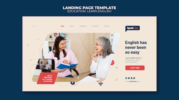 Apprendre l'anglais modèle de page de destination