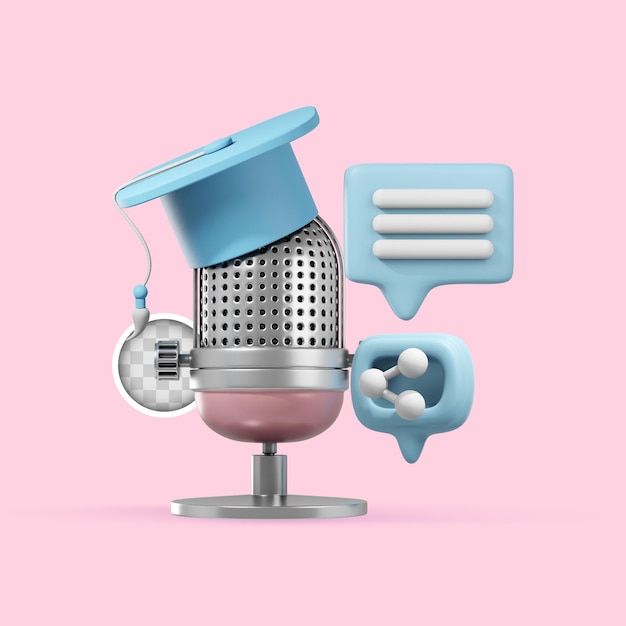 Apprentissage par podcast d'illustration 3d ou webinaires en ligne