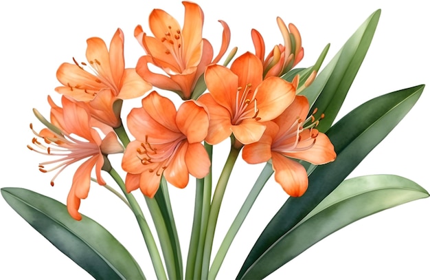 Aquarellmalerei der Clivia miniata-Blume AiGenerated