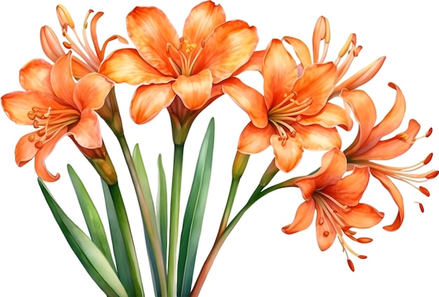 Aquarellmalerei der Clivia miniata-Blume AiGenerated