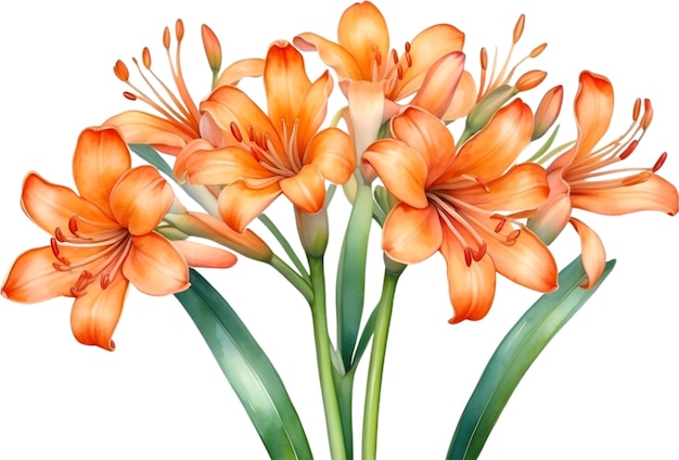 Aquarellmalerei der Clivia miniata-Blume AiGenerated