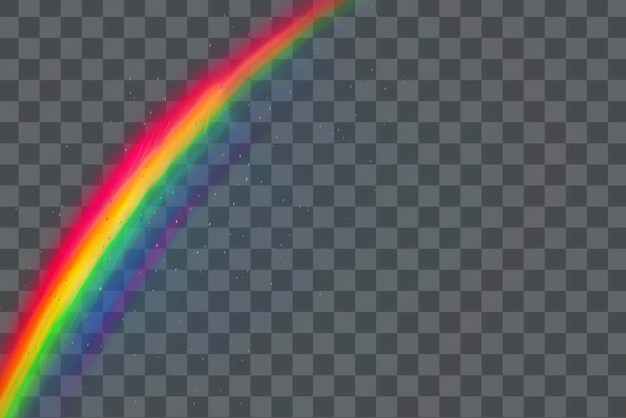 PSD un arc-en-ciel vibrant sur un fond transparent avec un effet de superposition de lumière png sombre