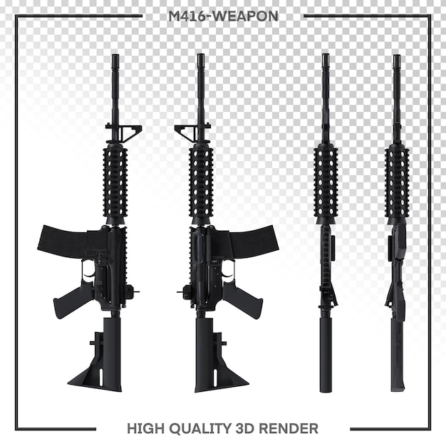 PSD arma m416 em pose diferente renderização 3d de alta qualidade png