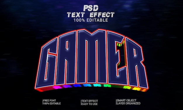 PSD arquivo psd premium com efeito de estilo de texto editável em 3d de jogador com plano de fundo