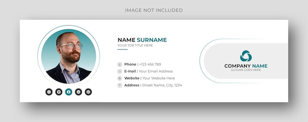 PSD assinatura de e-mail ou rodapé de e-mail e mídia social pessoal modelo de design de capa do facebook