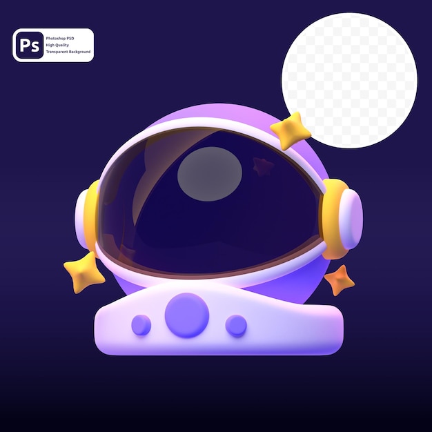 Astronautenhelm in 3D-Rendering für grafische Asset-Webpräsentationen oder andere