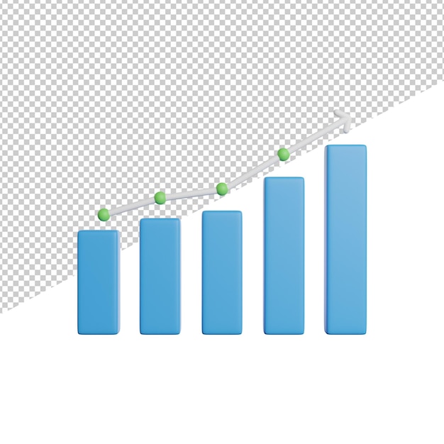 Aufwachsen Erhöhen Sie die 3D-Rendering-Symboldarstellung der Vorderansicht auf transparentem Hintergrund