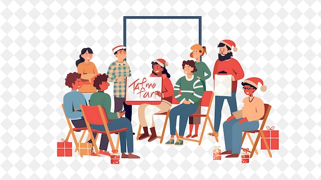 PSD aula de atuação de natal com personagens aprendendo a executar h ilustração design de arte de natal