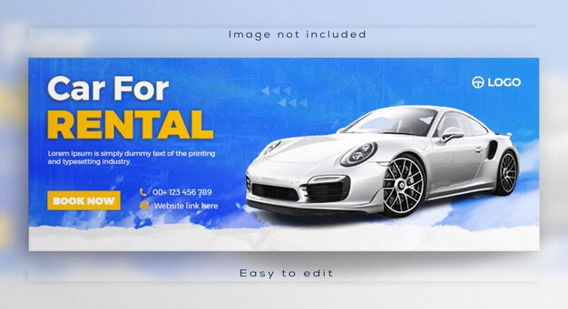 PSD auto mieten sonderangebot facebook cover banner rabatt social media cover template design