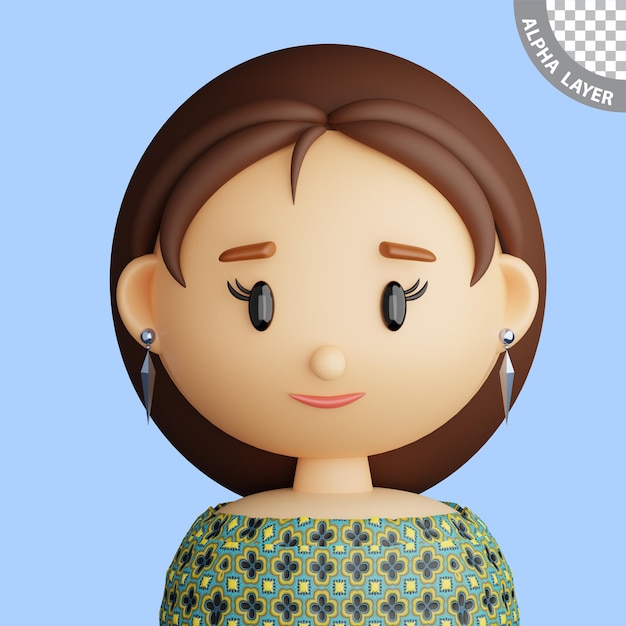 avatar de desenho animado 3D de mulher sorridente