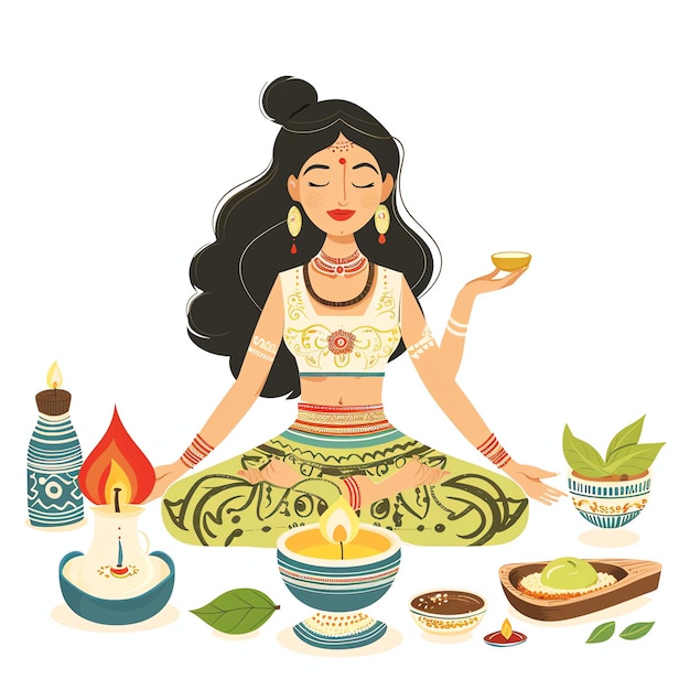 PSD ayurvedische indische illustration