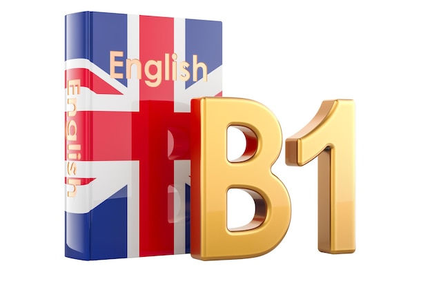 B1 Concetto di livello inglese B1 Rendering 3D intermedio isolato su sfondo trasparente