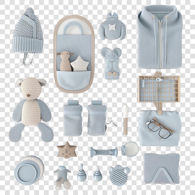 PSD baby set realistic isolato su uno sfondo trasparente