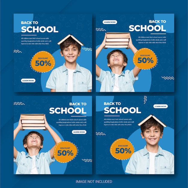 PSD back to school instagram post bundle vorlage