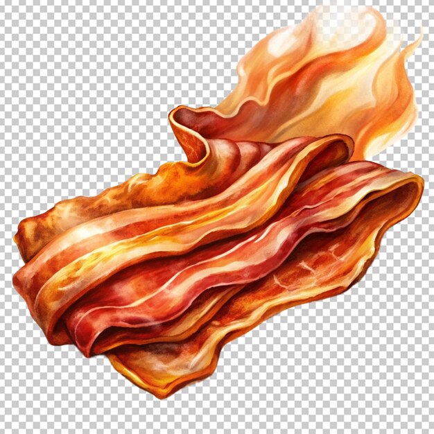 PSD bacon fumado isolado sobre um fundo branco