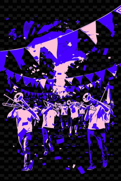 Balkan Brass Band tocando em um festival de rua animado com C Vector Illustration Music Poster Idea