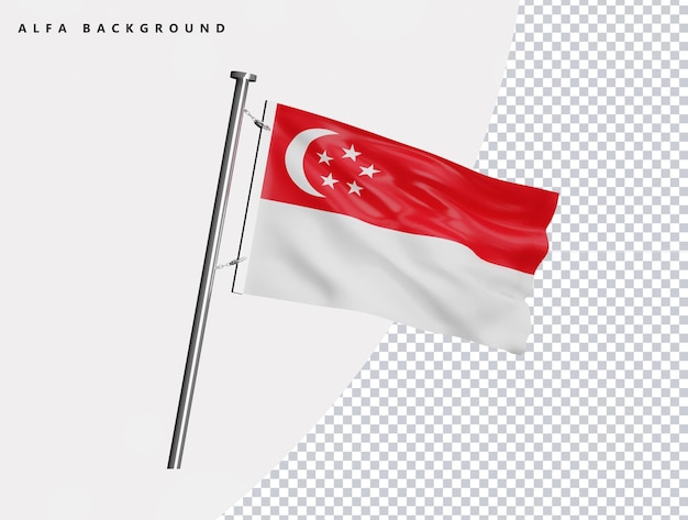 Bandeira de alta qualidade de Singapura em renderização 3d realista