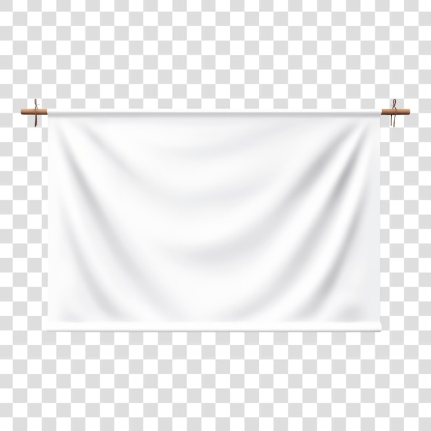 PSD bandeira de tecido branco em branco pendurada