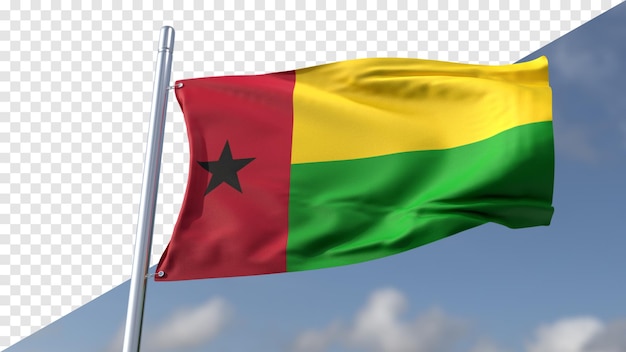 Bandeira transparente 3D da Guiné-Bissau