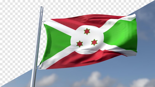 Bandeira transparente 3D do Burundi