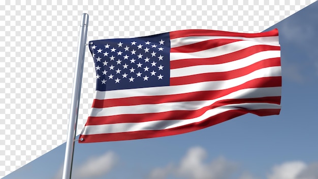 Bandeira Transparente 3D dos Estados Unidos