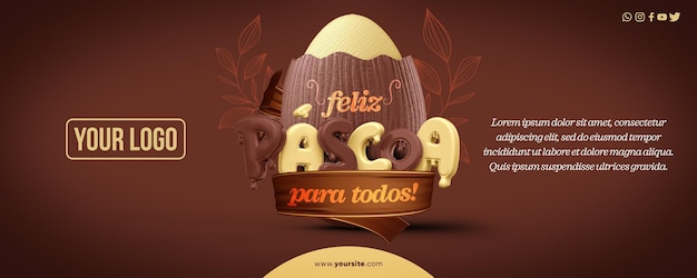 Banner de modelo de mídia social Feliz Páscoa a todos