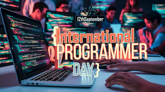 PSD banner do dia internacional do programador com fundo de pc em 12 de setembro