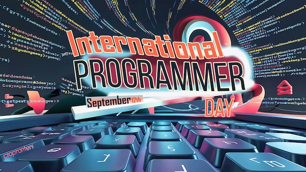 PSD banner do dia internacional do programador com fundo de pc em 12 de setembro