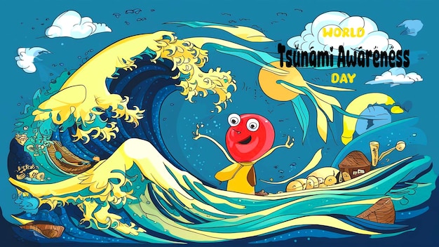 PSD banner do dia mundial de aviso de tsunamis